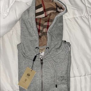 Burberry plaid zip up hoodie